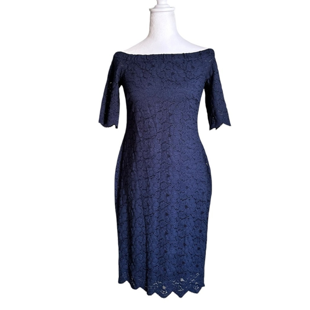 Lark & Ro Navy Blue Lace midi Dress Size 4